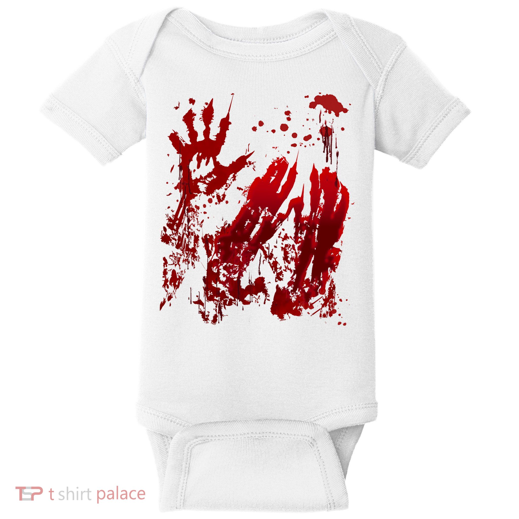 Bloody Handprint Red Hands Blood Splatter Zombie Outbreak Baby Bodysuit