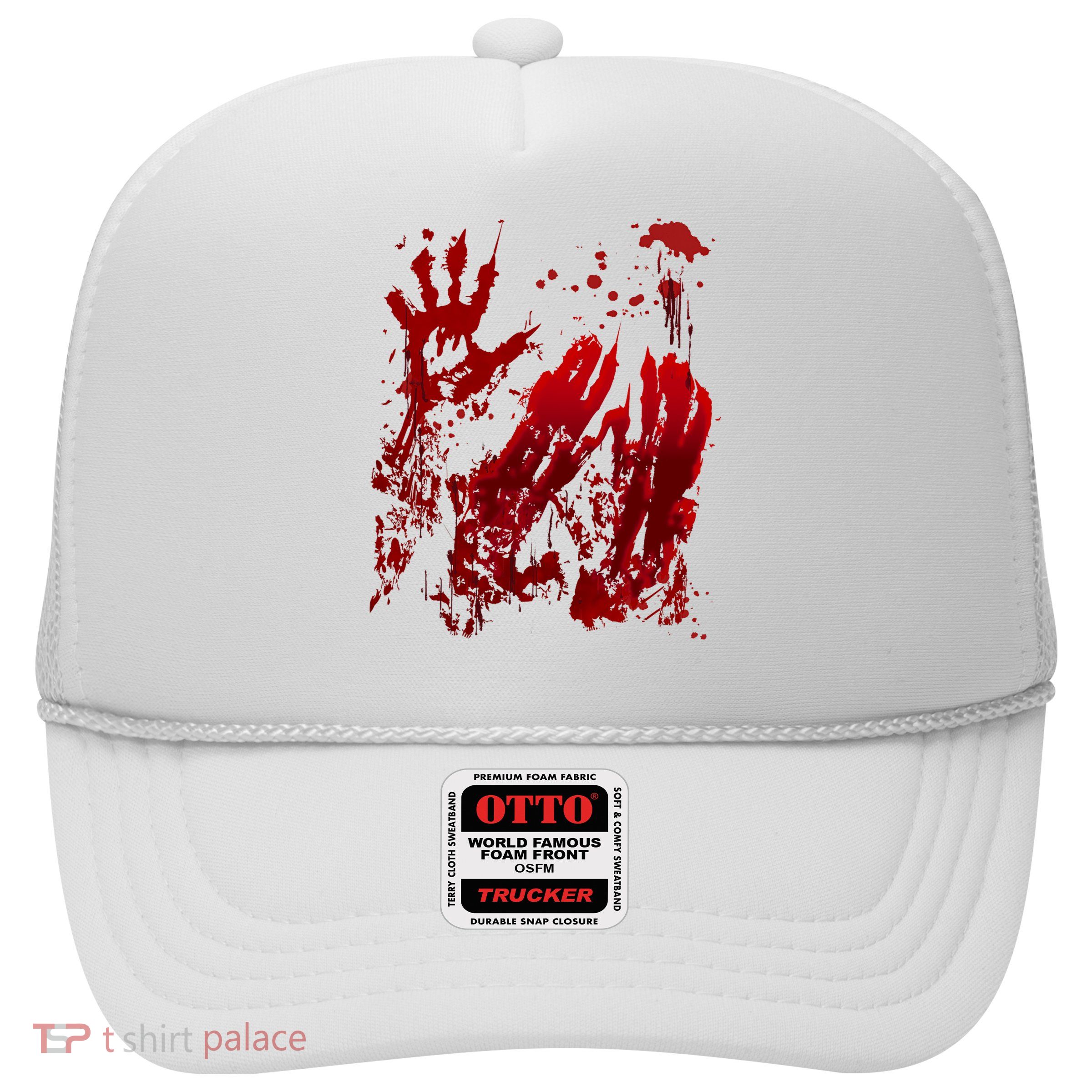 Bloody Handprint Red Hands Blood Splatter Zombie Outbreak Trucker Hat