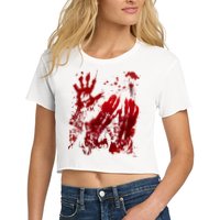 Bloody Handprint Red Hands Blood Splatter Zombie Outbreak Women's Crop Top Tee