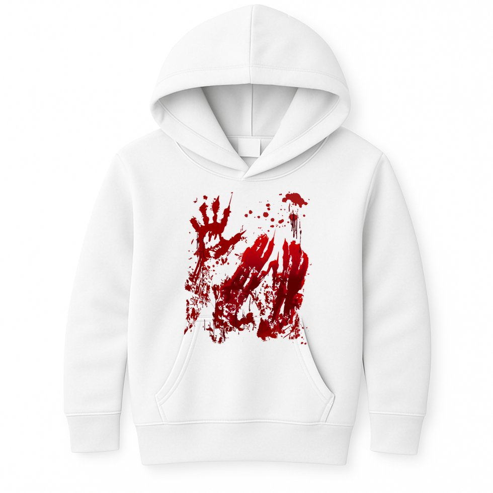 Bloody Handprint Red Hands Blood Splatter Zombie Outbreak Kids Hoodie