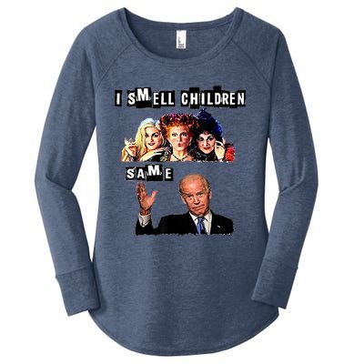 Biden Halloween, Republicans Halloween Sarcastic Biden Funny Women's Perfect Tri Tunic Long Sleeve Shirt