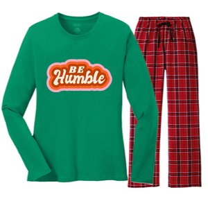 Be Humble Retro Women's Long Sleeve Flannel Pajama Set 