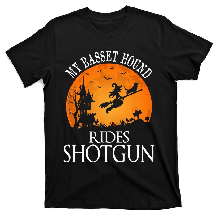 Basset Hound Rides Shotgun Dog Lover Party T-Shirt