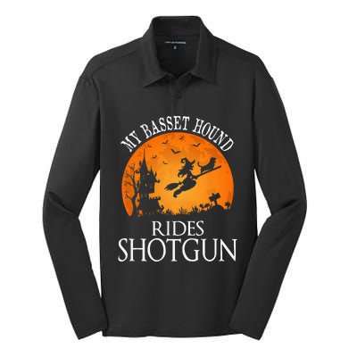 Basset Hound Rides Shotgun Dog Lover Party Silk Touch Performance Long Sleeve Polo