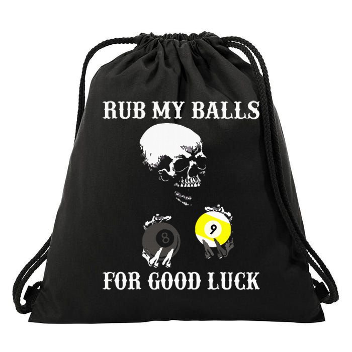 Billiards Halloween Rub My Balls For Good Luck Drawstring Bag