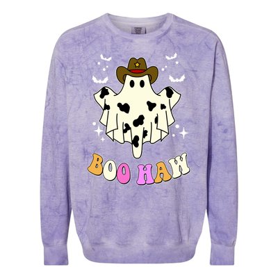 Boo Haw Retro Western Halloween Colorblast Crewneck Sweatshirt