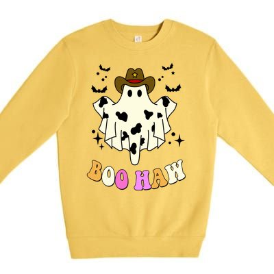 Boo Haw Retro Western Halloween Premium Crewneck Sweatshirt