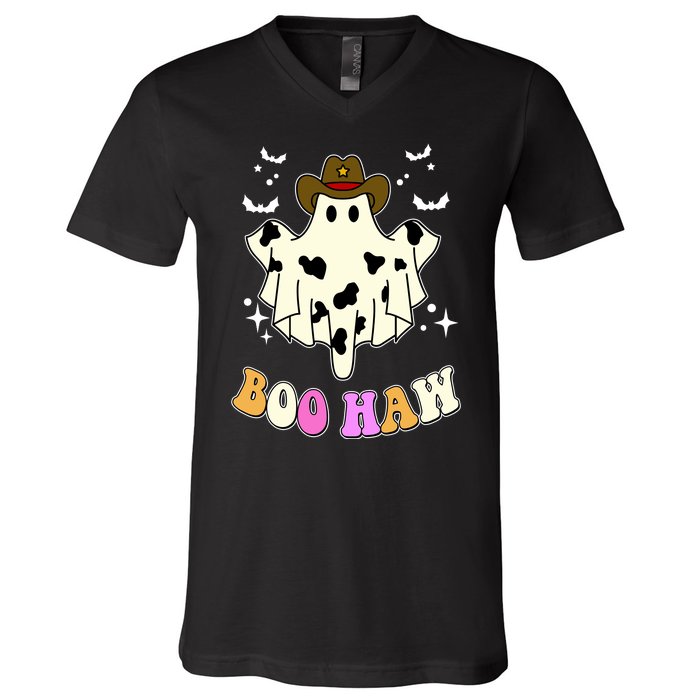 Boo Haw Retro Western Halloween V-Neck T-Shirt