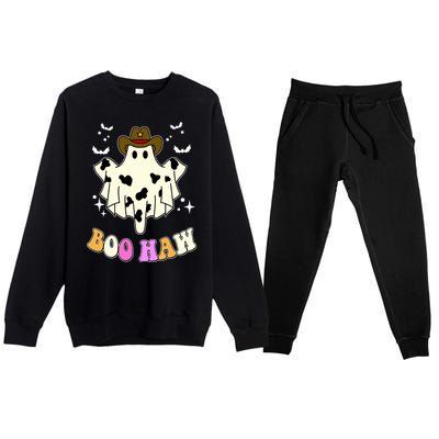 Boo Haw Retro Western Halloween Premium Crewneck Sweatsuit Set