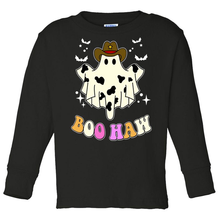 Boo Haw Retro Western Halloween Toddler Long Sleeve Shirt