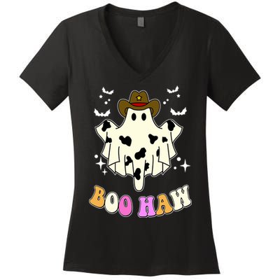 Boo Haw Retro Western Halloween Women's V-Neck T-Shirt