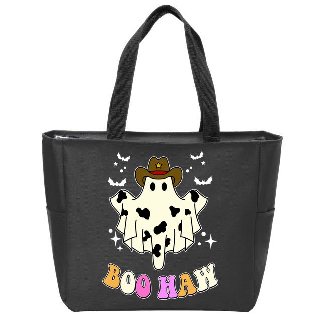 Boo Haw Retro Western Halloween Zip Tote Bag
