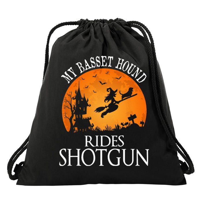 Basset Hound Rides Shotgun Dog Lover Party Drawstring Bag