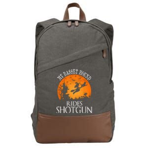 Basset Hound Rides Shotgun Dog Lover Party Cotton Canvas Backpack