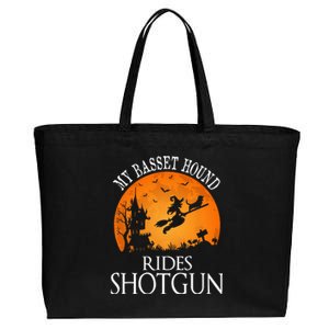 Basset Hound Rides Shotgun Dog Lover Party Cotton Canvas Jumbo Tote