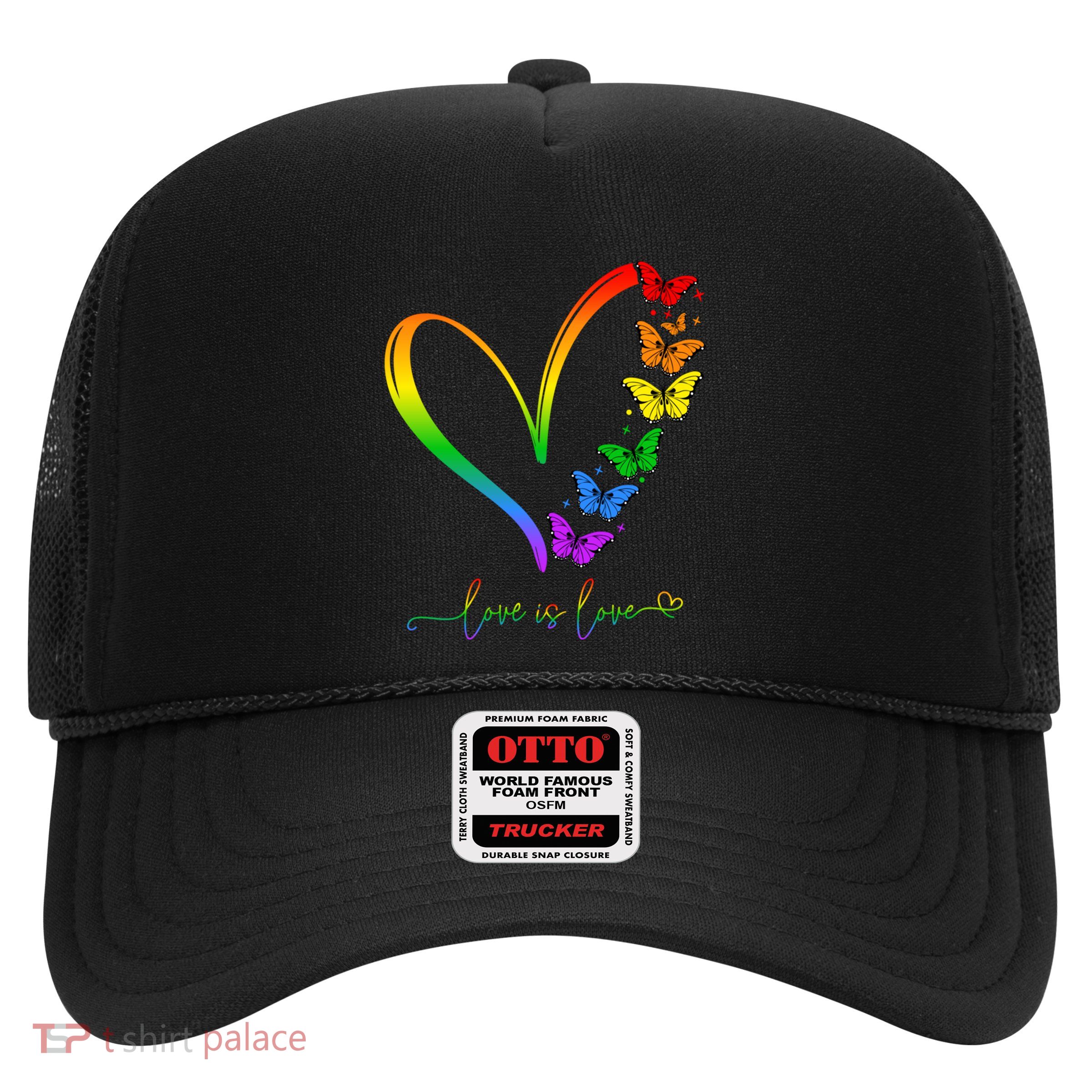 Butterfly Heart Rainbow Love Is Love Lgbt Lesbian Pride Gift Trucker Hat