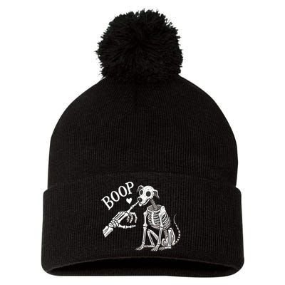 Boop Hand Skeleton And Dog Pom Pom 12in Knit Beanie