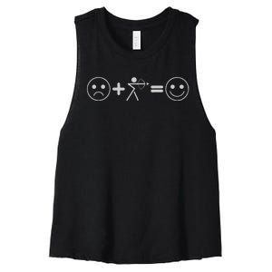 Bow Hunting Sad Face Archery Happy Face Women's Racerback Cropped Tank