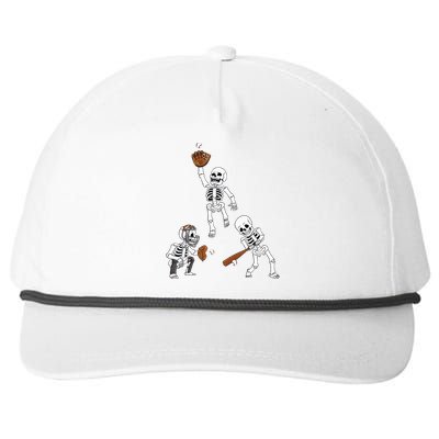 Baseball Halloween Skeletons Hitter Catcher Snapback Five-Panel Rope Hat