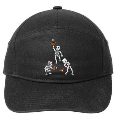 Baseball Halloween Skeletons Hitter Catcher 7-Panel Snapback Hat