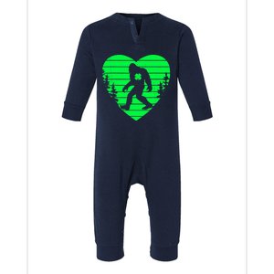 Bigfoot Heart Shamrock Day Boy Girl Love Sasquatch Irish Infant Fleece One Piece