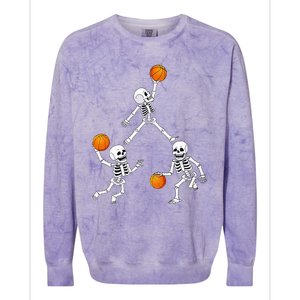 Basketball Halloween Skeleton Dunking Dribble Colorblast Crewneck Sweatshirt