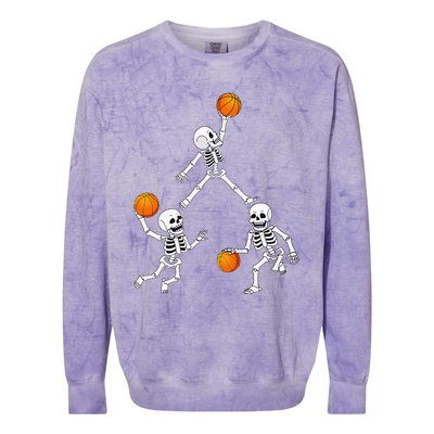 Basketball Halloween Skeleton Dunking Dribble Colorblast Crewneck Sweatshirt