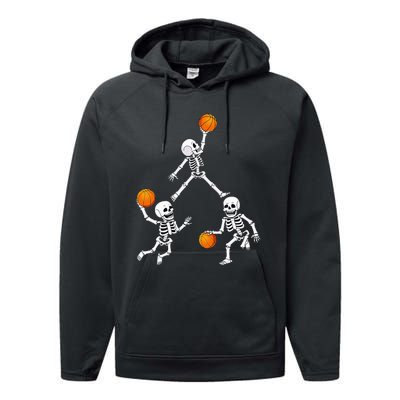 Basketball Halloween Skeleton Dunking Dribble Performance Fleece Hoodie