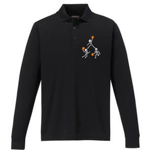 Basketball Halloween Skeleton Dunking Dribble Performance Long Sleeve Polo