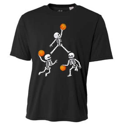 Basketball Halloween Skeleton Dunking Dribble Cooling Performance Crew T-Shirt