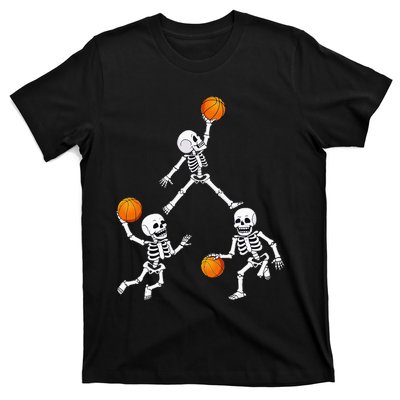 Basketball Halloween Skeleton Dunking Dribble T-Shirt