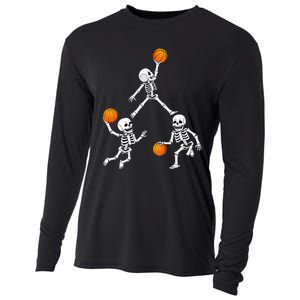 Basketball Halloween Skeleton Dunking Dribble Cooling Performance Long Sleeve Crew