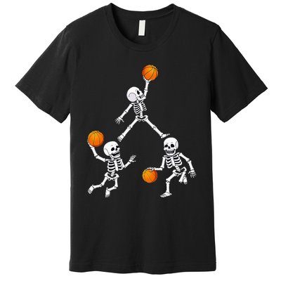 Basketball Halloween Skeleton Dunking Dribble Premium T-Shirt