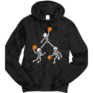 Basketball Halloween Skeleton Dunking Dribble Tie Dye Hoodie