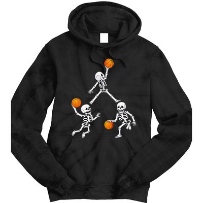 Basketball Halloween Skeleton Dunking Dribble Tie Dye Hoodie