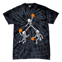 Basketball Halloween Skeleton Dunking Dribble Tie-Dye T-Shirt