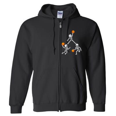 Basketball Halloween Skeleton Dunking Dribble Full Zip Hoodie