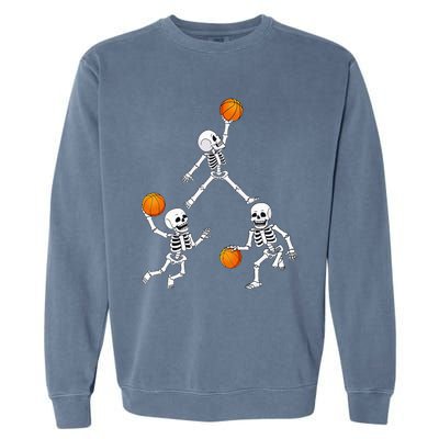 Basketball Halloween Skeleton Dunking Dribble Garment-Dyed Sweatshirt