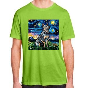 Blue Heeler Starry Night Australian Cattle Dog Art By Aja Cute Gift Adult ChromaSoft Performance T-Shirt