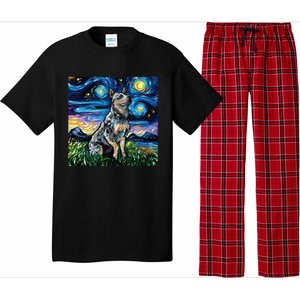 Blue Heeler Starry Night Australian Cattle Dog Art By Aja Cute Gift Pajama Set