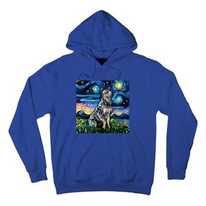 Blue Heeler Starry Night Australian Cattle Dog Art By Aja Cute Gift Hoodie