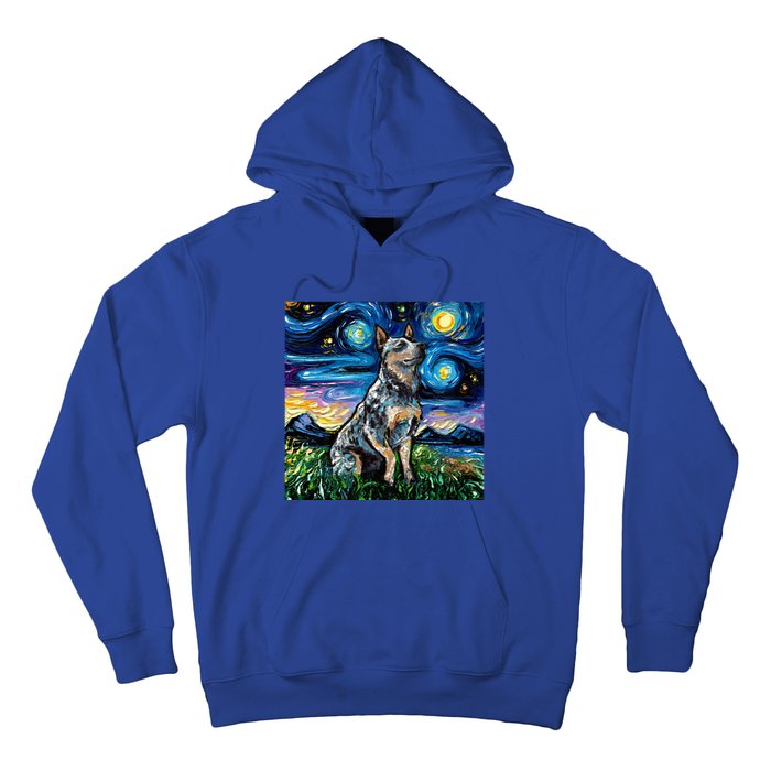 Blue Heeler Starry Night Australian Cattle Dog Art By Aja Cute Gift Hoodie