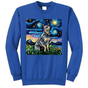 Blue Heeler Starry Night Australian Cattle Dog Art By Aja Cute Gift Sweatshirt