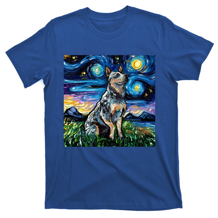 Blue Heeler Starry Night Australian Cattle Dog Art By Aja Cute Gift T-Shirt