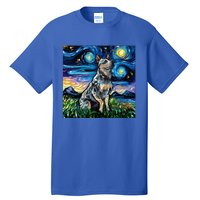 Blue Heeler Starry Night Australian Cattle Dog Art By Aja Cute Gift Tall T-Shirt