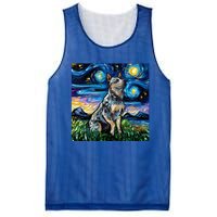 Blue Heeler Starry Night Australian Cattle Dog Art By Aja Cute Gift Mesh Reversible Basketball Jersey Tank