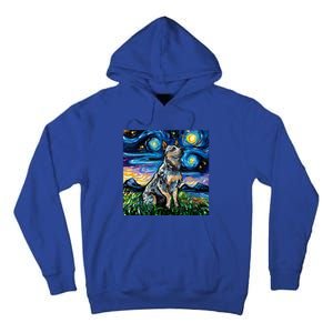 Blue Heeler Starry Night Australian Cattle Dog Art By Aja Cute Gift Tall Hoodie