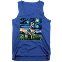 Blue Heeler Starry Night Australian Cattle Dog Art By Aja Cute Gift Tank Top