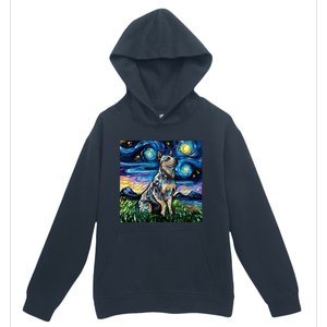 Blue Heeler Starry Night Australian Cattle Dog Art By Aja Cute Gift Urban Pullover Hoodie