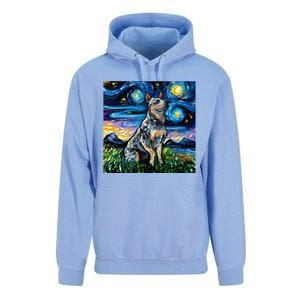 Blue Heeler Starry Night Australian Cattle Dog Art By Aja Cute Gift Unisex Surf Hoodie